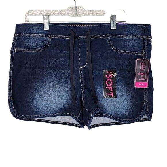 No Boundaries Women's Blue Super Soft Drawstring Mid-Rise Pull-on Shorts Size 19 - Picture 1 of 3